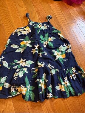 Old Navy Navy Floral Sundress with Yellow and Green Print